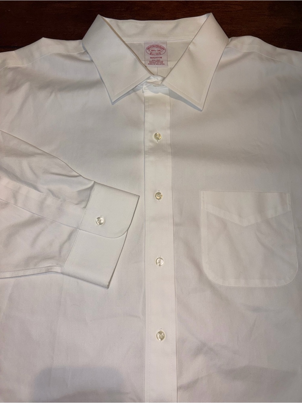 NWT Brooks Brothers Madison Non-Iron Supima Cotton Dress Shirt White 18.5/34